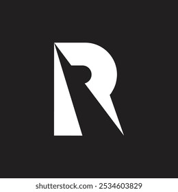 Unique R logo design stylish cut slice typography vector illustration