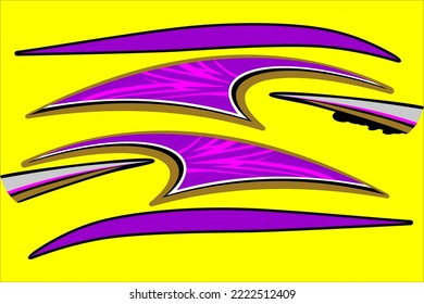 Unique racing background vector design with a pattern of stripes and a combination of purple, gold, and pink colors. on yellow background