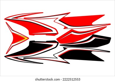 Unique racing background vector design with a pattern of stripes and a combination of red, white, black colors.