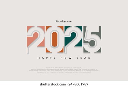 Unique and rare concept design with subtle touches of color. 2025 new year vector premium design.