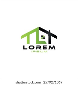 Unique real estate logo design featuring a house roof structure in green and black colors A sleek professional look ideal for property business.