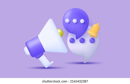 unique realistic 3d megaphone speaker loudspeaker bullhorn announce isolated on background.Trendy and modern vector in 3d style.