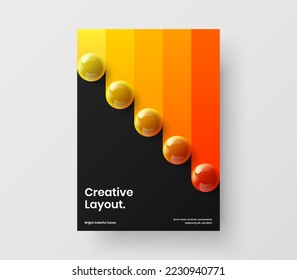 Unique realistic balls brochure layout. Trendy banner A4 design vector illustration.