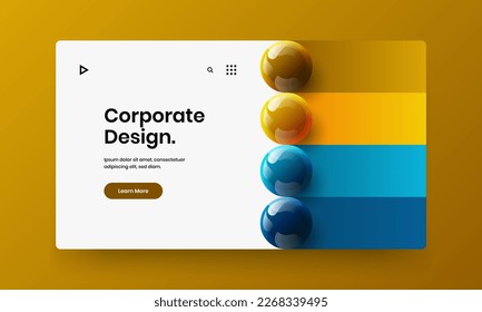 Unique realistic balls leaflet illustration. Vivid web banner design vector template.