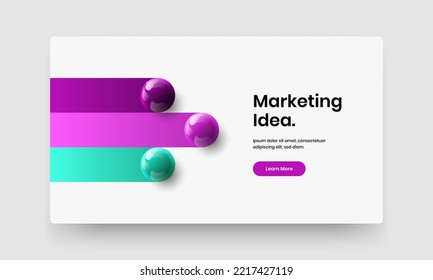 Unique realistic balls leaflet layout. Colorful journal cover design vector template.