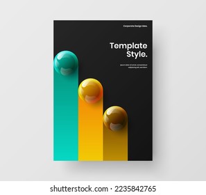 Unique realistic balls postcard illustration. Modern placard vector design template.