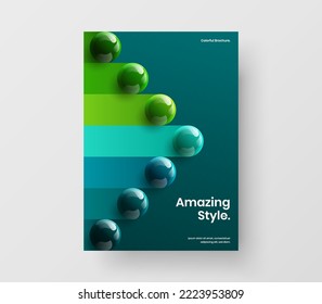 Unique realistic balls poster concept. Isolated postcard A4 vector design illustration.