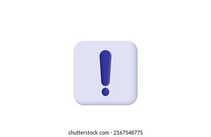 unique realistic exclamation sign purple color realistic 3d isolated on background.Trendy and modern vector in 3d style.