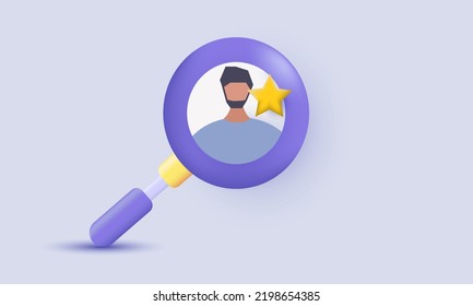 unique realistic hiring process human resources concepts 3d design isolated on background.Trendy and modern vector in 3d style.