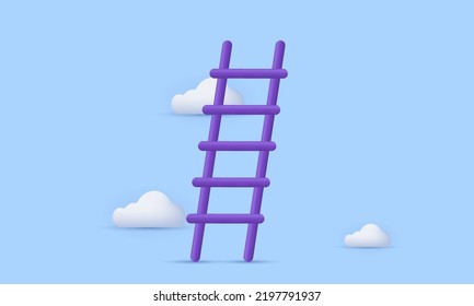 unique realistic ladder 3d concept isolated on background.Trendy and modern vector in 3d style.