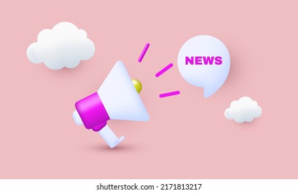 unique realistic news concept marketing time realistic 3d design isolated on background .Trendy and modern vector in 3d style.