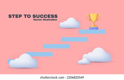 unique realistic simple business success 3d concept isolated on background.Trendy and modern vector in 3d style.