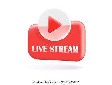 Unique realistic social media live streaming 3d icon design isolated on background .Trendy and modern vector in 3d style.