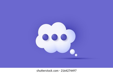 unique realistic speech cloud bubble chat message social media 3d icon isolated on background.Trendy and modern vector in 3d style.