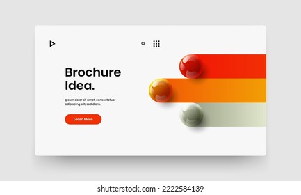 Unique realistic spheres annual report template. Abstract front page vector design concept.