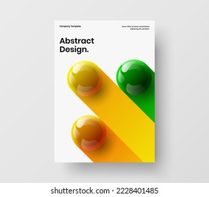 Unique realistic spheres company cover concept. Simple corporate brochure A4 design vector illustration.