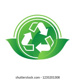 Unique recycle sign in green ecol style - vector symbol for package marking, logo or icon template - vector ecological environment protection sticker