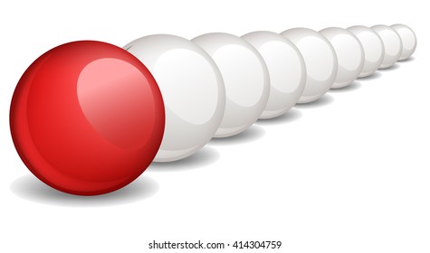 Unique red ball, individuality, vector illustration. 