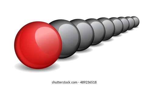 Unique red ball, individuality, vector illustration. 