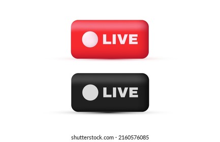 unique red black live buttons colorful label 3d isolated on vector with isolated on white background.Trendy and modern vector in 3d style.