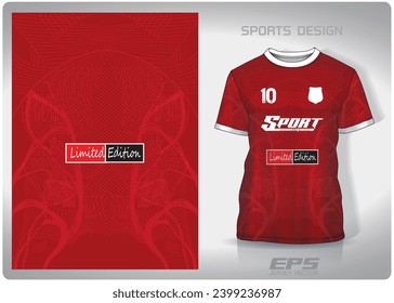 unique red fingerprint pattern design, illustration, textile background for sports t-shirt, football jersey shirt mockup for football club. consistent front view