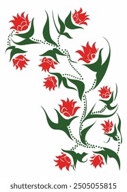 Unique Red Flower. Flower Silhouette Vector Illustration