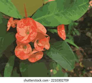 Unique red flower vector illustration watercolor template