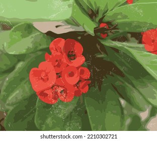 Unique red flower vector illustration watercolor template
