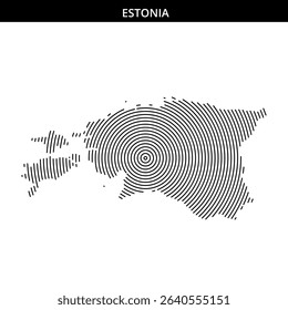 Unique representation of Estonia depicted with spiral patterns.