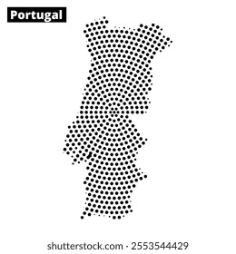 A unique representation of Portugal created with a dotted pattern highlighting its geographic shape and borders, emphasizing its location in Europe.