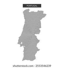 A unique representation of Portugal created with a dotted pattern highlighting its geographic shape and borders, emphasizing its location in Europe.