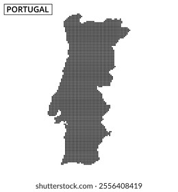 A unique representation of Portugal created with a dotted pattern highlighting its geographic shape and borders, emphasizing its location in Europe.