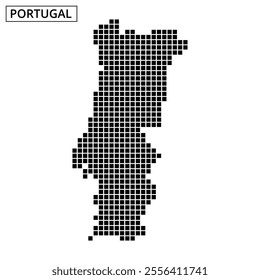 A unique representation of Portugal created with a dotted pattern highlighting its geographic shape and borders, emphasizing its location in Europe.