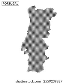 A unique representation of Portugal created with a dotted pattern highlighting its geographic shape and borders, emphasizing its location in Europe.