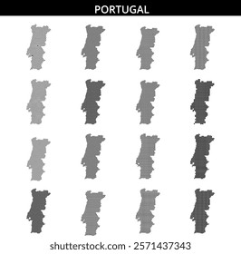 A unique representation of Portugal created with a dotted pattern highlighting its geographic shape and borders, emphasizing its location in Europe.