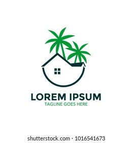 Unique resort Logo. Home illustrations with beautiful scenic backdrops. icon