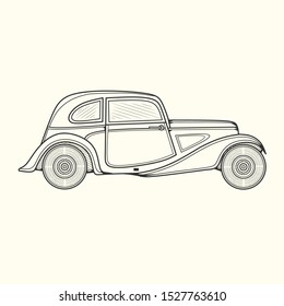 Unique Retro Car Line Art
