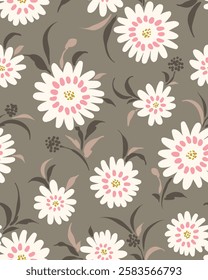 Unique retro daisy flower pattern with warm earthy tones. Ideal for adding a touch of nostalgia and warmth to your design projects.