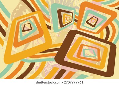 unique retro square flower grunge element decorative background