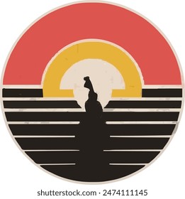 Único atardecer retro, estilo Vector