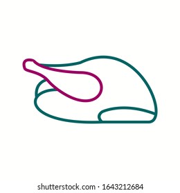 Unique Roasted Chicken Vector Line Icon