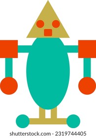 unique robot character from shapes, suitable to be a logo character
