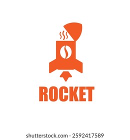 A unique rocket coffee company logo vector illustration, blending the energy of space exploration with the warmth of coffee. Perfect for coffee shops or brands seeking a modern, dynamic, and creative 