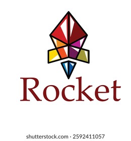 A unique rocket diamond shape logo vector illustration, combining the power of space exploration with the elegance of a diamond. Ideal for tech, luxury, or innovation-focused companies seeking a bold 