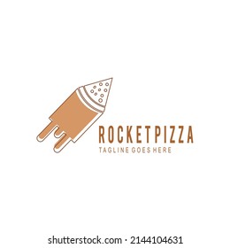 Diseño único del logotipo de los cohetes y las pizzas