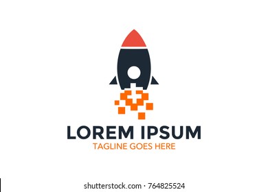unique rocket related logo. memorable. simple. vector. editable