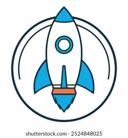 Unique rocket ship line art logo icon in a clean, minimal style. Perfect for digital products, printable design projects, or branding use. Available as a vector file.