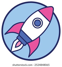 Unique rocket ship line art logo icon in a clean, minimal style. Perfect for digital products, printable design projects, or branding use. Available as a vector file.
