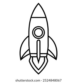 Unique rocket ship line art logo icon in a clean, minimal style. Perfect for digital products, printable design projects, or branding use. Available as a vector file.
