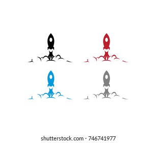 Unique Rocket with Smoke Silhouette Logo 
